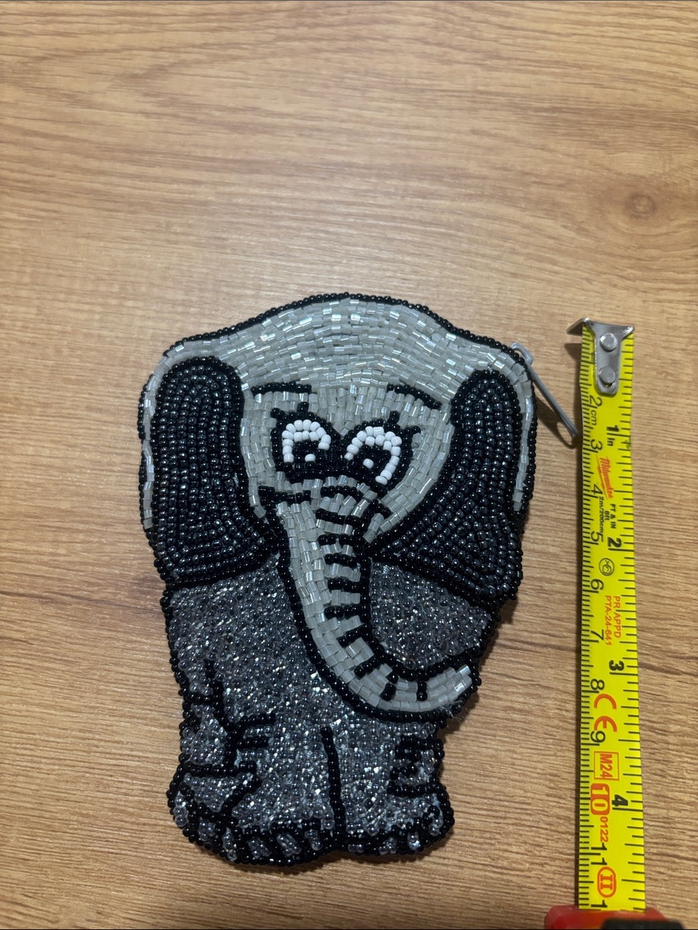 Gray Beaded Elephant Coin Purse Wallet